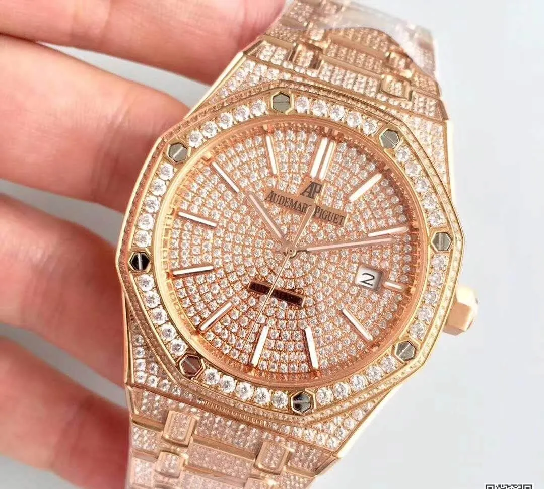 Audemars Piguet Royal Oak 1:1 Best Edition Replica Watch Swiss ETA3120 Full Diamond Stainless Steel Bracelet
