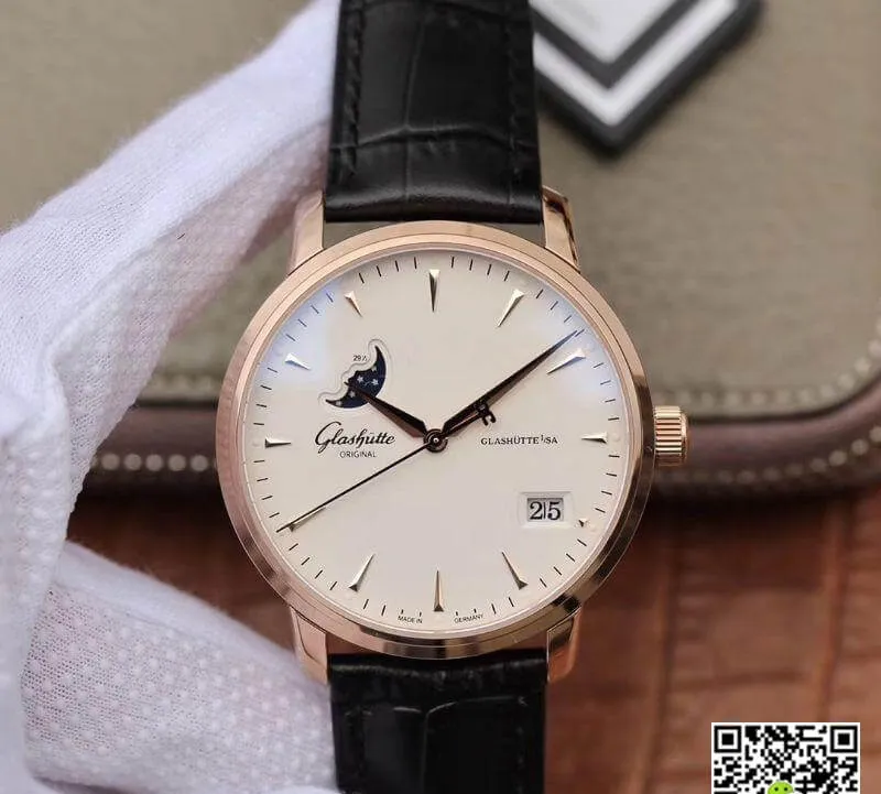 Glashutte Original Senator 1-36-04-04-02-01 Moonphase 18K Rosegold 1:1 Best Edition Replica Watch Swiss ETA36-03 White Dial