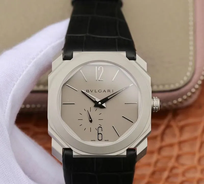 Bvlgari Octo Finissimo Extra Thin Automatic 103035 Men’s Watch 1:1 Best Edition Replica Watch Swiss BVL193 Black Leather Strap