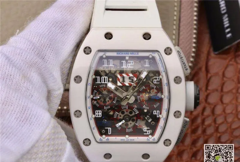 Richard Mille RM011 KV Factory 1:1 Best Edition Replica Watch Swiss ETA7750 White Hollow Hour Mark