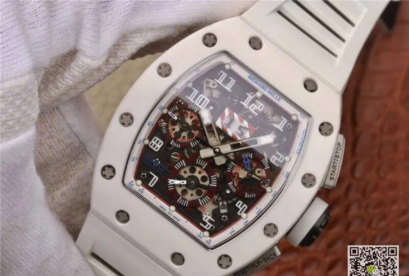 Richard Mille RM011 KV Factory 1:1 Best Edition Replica Watch Swiss ETA7750 White Hollow Hour Mark