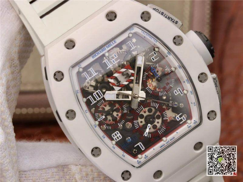 Richard Mille RM011 KV Factory 1:1 Best Edition Replica Watch Swiss ETA7750 White Hollow Hour Mark
