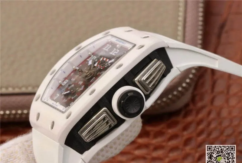 Richard Mille RM011 KV Factory 1:1 Best Edition Replica Watch Swiss ETA7750 White Hollow Hour Mark