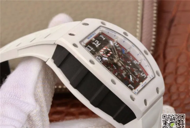 Richard Mille RM011 KV Factory 1:1 Best Edition Replica Watch Swiss ETA7750 White Hollow Hour Mark