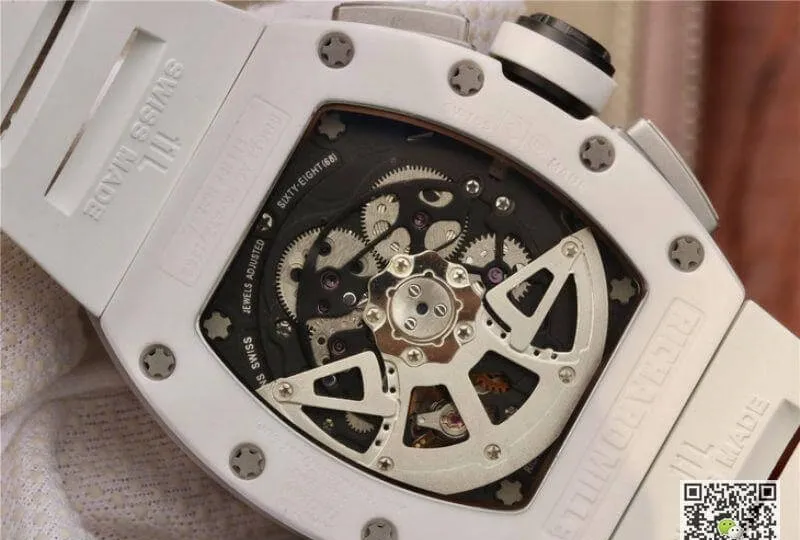 Richard Mille RM011 KV Factory 1:1 Best Edition Replica Watch Swiss ETA7750 White Hollow Hour Mark