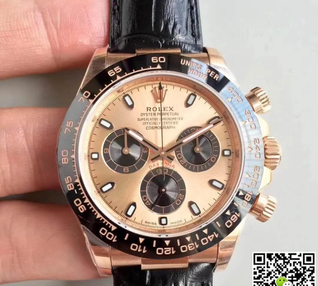 Rolex Daytona Cosmograph 116515LN Noob Factory 1:1 Best Edition Replica Watch Swiss ETA4130 Rose Gold Dial