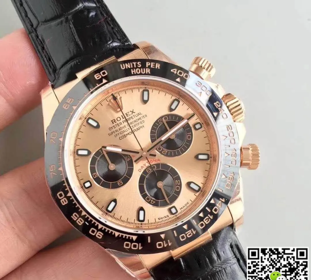 Rolex Daytona Cosmograph 116515LN Noob Factory 1:1 Best Edition Replica Watch Swiss ETA4130 Rose Gold Dial