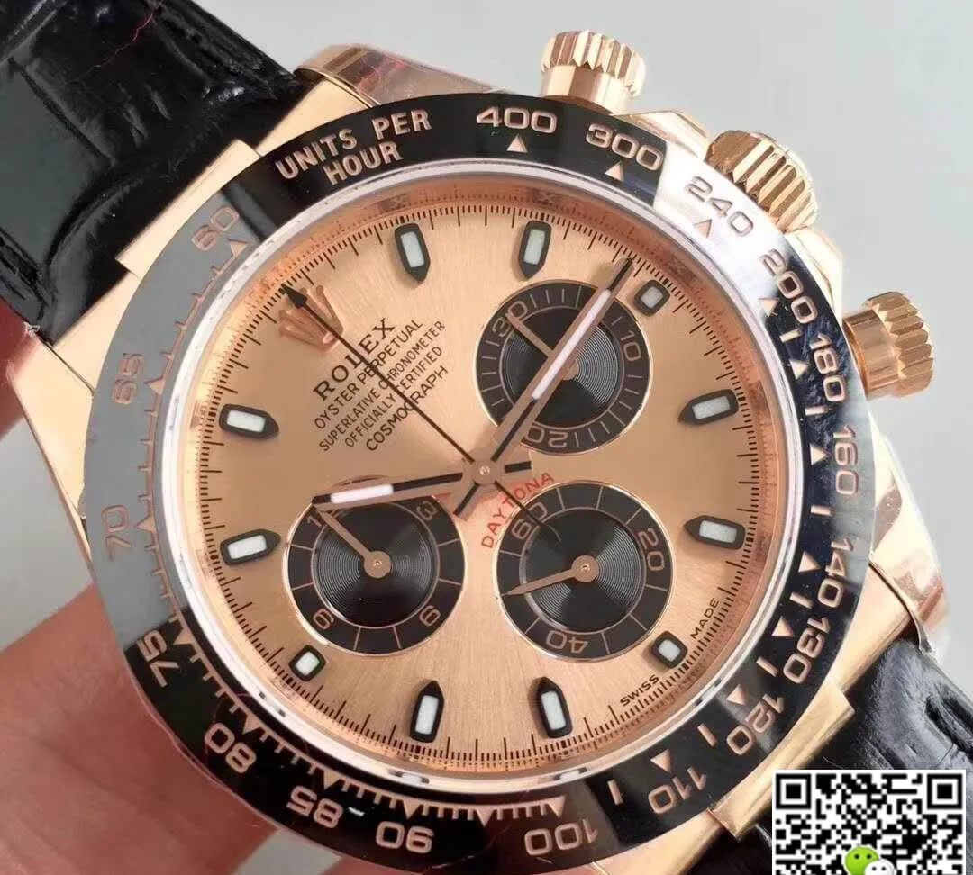 Rolex Daytona Cosmograph 116515LN Noob Factory 1:1 Best Edition Replica Watch Swiss ETA4130 Rose Gold Dial