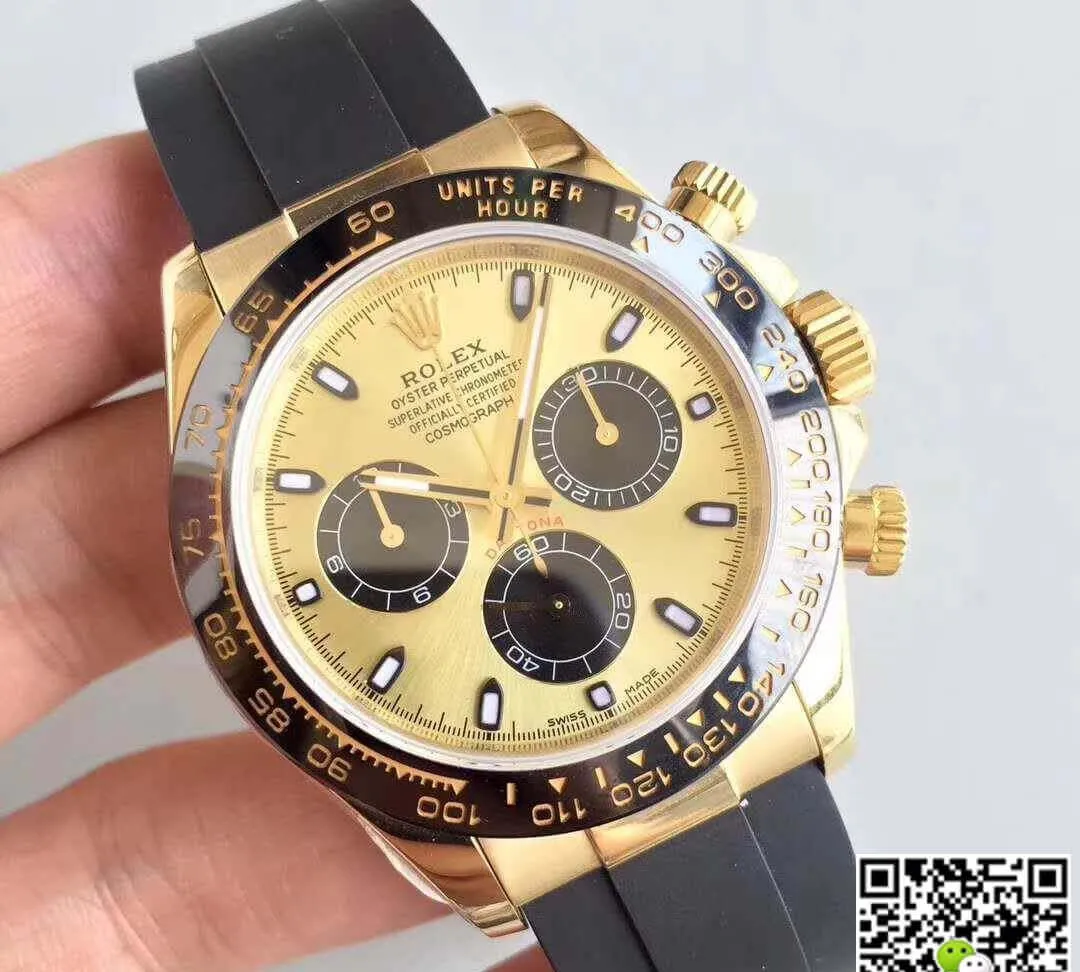 Rolex Daytona Cosmograph 116518LN AR Factory Yellow Gold Dial 1:1 Best Edition Replica Watch Swiss ETA4130