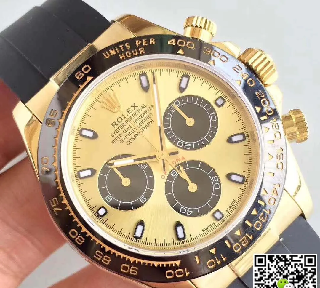 Rolex Daytona Cosmograph 116518LN AR Factory Yellow Gold Dial 1:1 Best Edition Replica Watch Swiss ETA4130