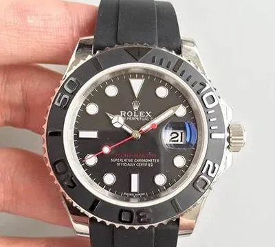Rolex Yacht-Master 116655 AR Factory 1:1 Best Edition Replica Watch Swiss ETA3135 Black Rubber Strap