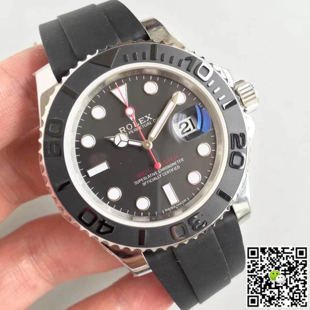Rolex Yacht-Master 116655 AR Factory 1:1 Best Edition Replica Watch Swiss ETA3135 Black Rubber Strap