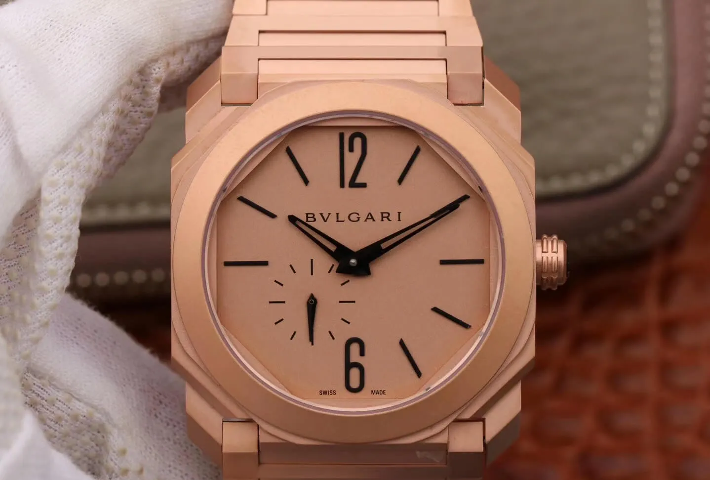 Bvlgari Octo Finissimo 102912 BV Factory 1:1 Best Edition Replica Watch Rose Gold Dial Swiss Calibre BVL 138