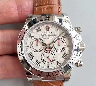 Rolex Daytona Cosmograph 116520 JH Factory 1:1 Best Edition Replica Watch Swiss ETA4130 Brown Leather Strap