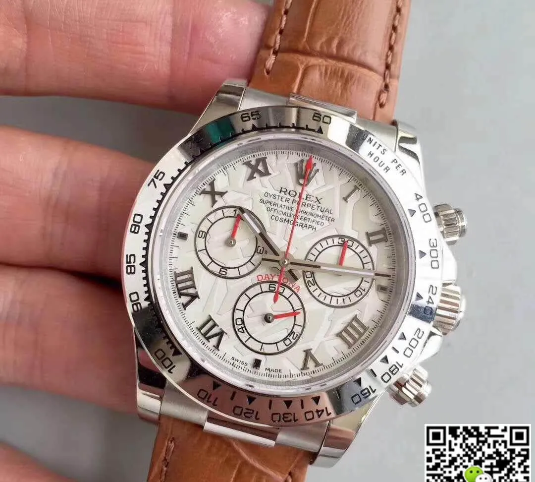 Rolex Daytona Cosmograph 116520 JH Factory 1:1 Best Edition Replica Watch Swiss ETA4130 Brown Leather Strap