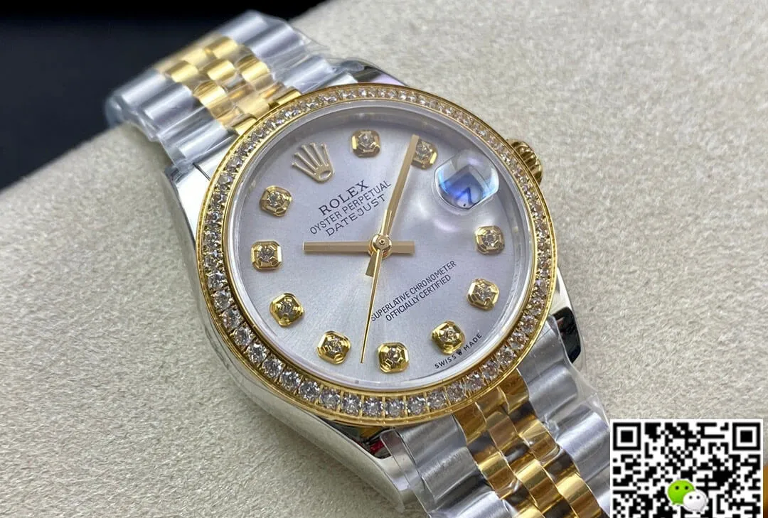 Rolex Datejust M278383RBR-0020 31MM EW Factory 1:1 Best Edition Replica Watch Silver Diamond Dial