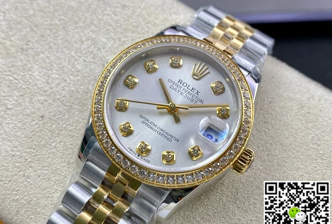 Rolex Datejust M278383RBR-0020 31MM EW Factory 1:1 Best Edition Replica Watch Silver Diamond Dial