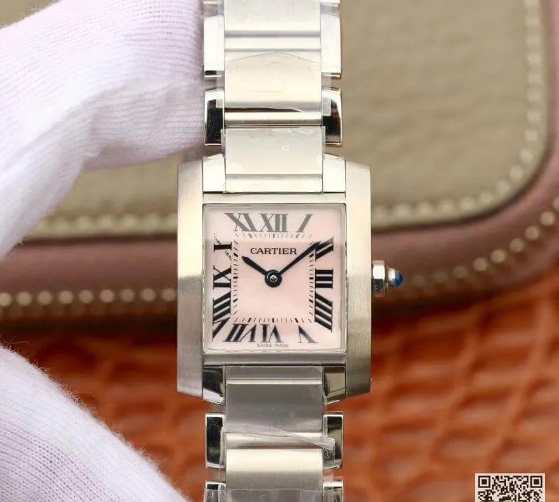 Cartier Tank Francaise W51028Q3 Pink MOP Dial Steel Ladies Watch 1:1 Best Edition Replica Watch Swiss Quartz