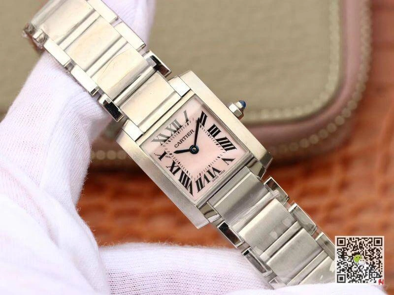 Cartier Tank Francaise W51028Q3 Pink MOP Dial Steel Ladies Watch 1:1 Best Edition Replica Watch Swiss Quartz