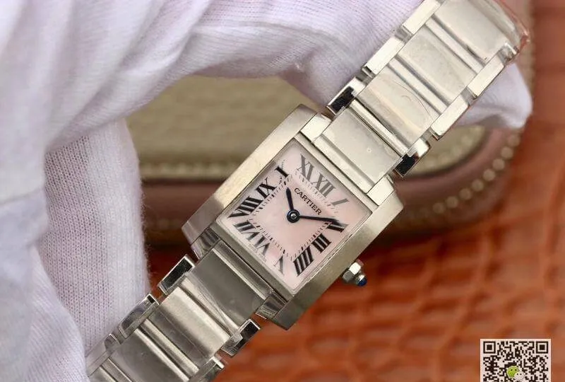 Cartier Tank Francaise W51028Q3 Pink MOP Dial Steel Ladies Watch 1:1 Best Edition Replica Watch Swiss Quartz