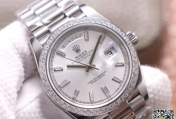 Rolex Day Date M228349RBR-0001 EW Factory 1:1 Best Edition Replica Watch Silver Stainless Steel Strap