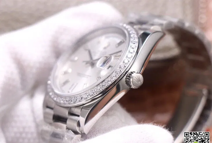 Rolex Day Date M228349RBR-0001 EW Factory 1:1 Best Edition Replica Watch Silver Stainless Steel Strap