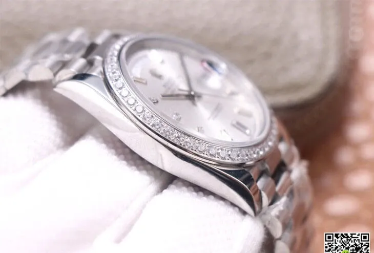 Rolex Day Date M228349RBR-0001 EW Factory 1:1 Best Edition Replica Watch Silver Stainless Steel Strap
