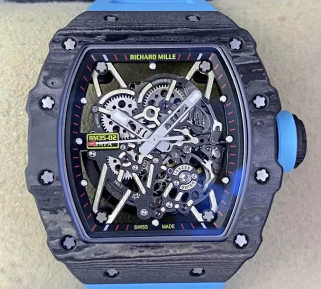 Richard Mille RM35-02 T+ Factory 1:1 Best Edition Replica Watch NTPT Carbon Fiber Case Rubber Strap