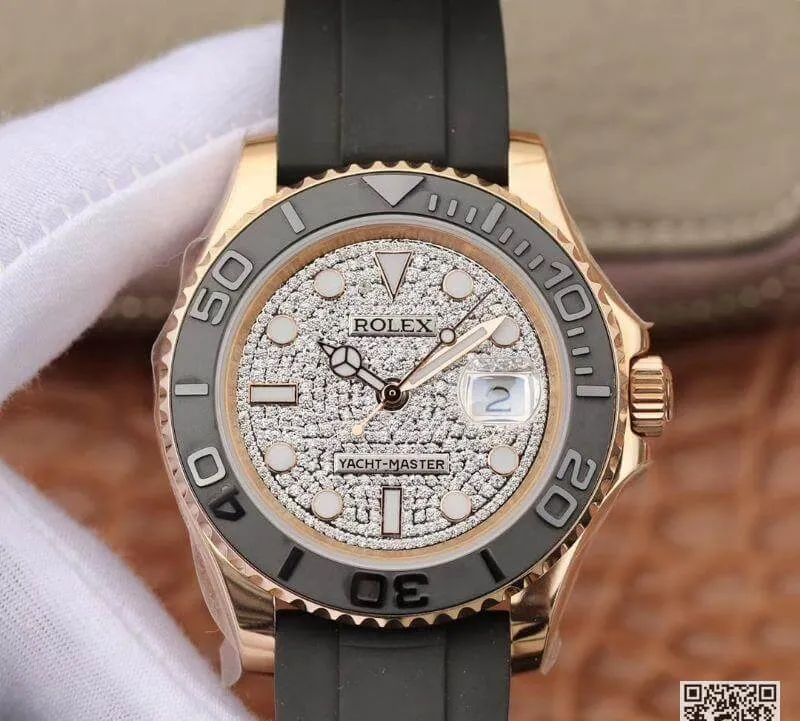 Rolex Yacht-Master 40mm 116655 Diamond Dial Rosegold 1:1 Best Edition Replica Watch Automatic Swiss Movement