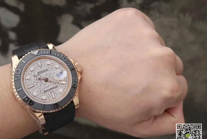 Rolex Yacht-Master 40mm 116655 Diamond Dial Rosegold 1:1 Best Edition Replica Watch Automatic Swiss Movement