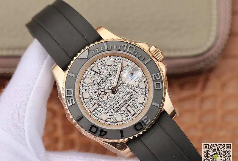 Rolex Yacht-Master 40mm 116655 Diamond Dial Rosegold 1:1 Best Edition Replica Watch Automatic Swiss Movement