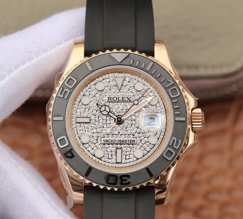 Rolex Yacht-Master 40mm 116655 Diamond Dial Rosegold 1:1 Best Edition Replica Watch Automatic Swiss Movement