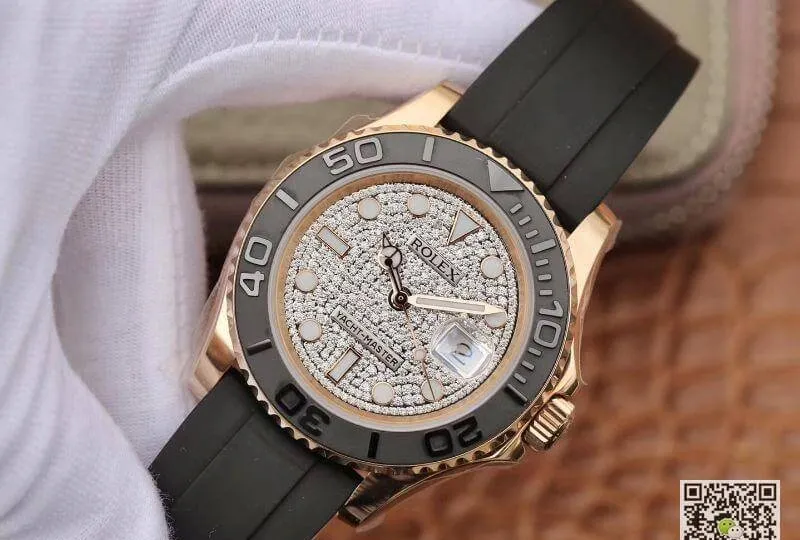 Rolex Yacht-Master 40mm 116655 Diamond Dial Rosegold 1:1 Best Edition Replica Watch Automatic Swiss Movement