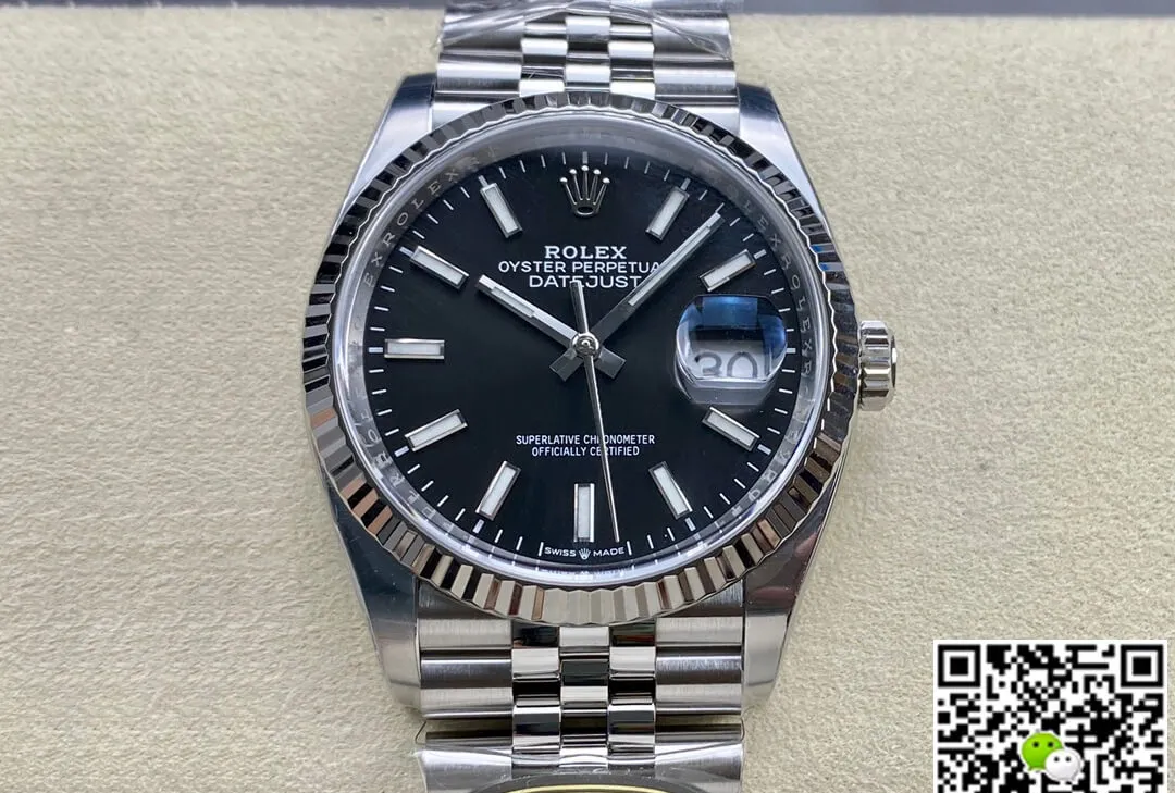 Rolex Datejust M126234-0015 36MM Clean Factory 1:1 Best Edition Replica Watch Black Dial Stainless Steel Strap