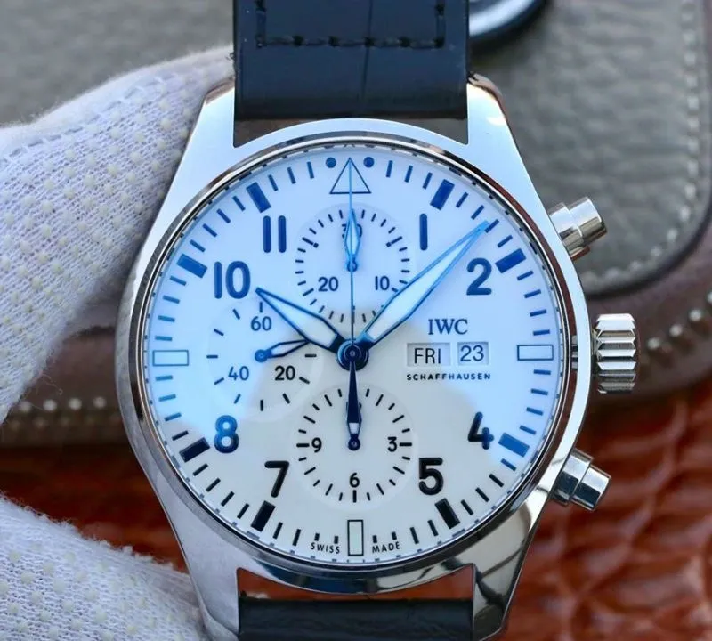 IWC Pilot Chronograph IW377725 ZF Factory 1:1 Best Edition Replica Watch Swiss ETA7750 Leather Watch Strap
