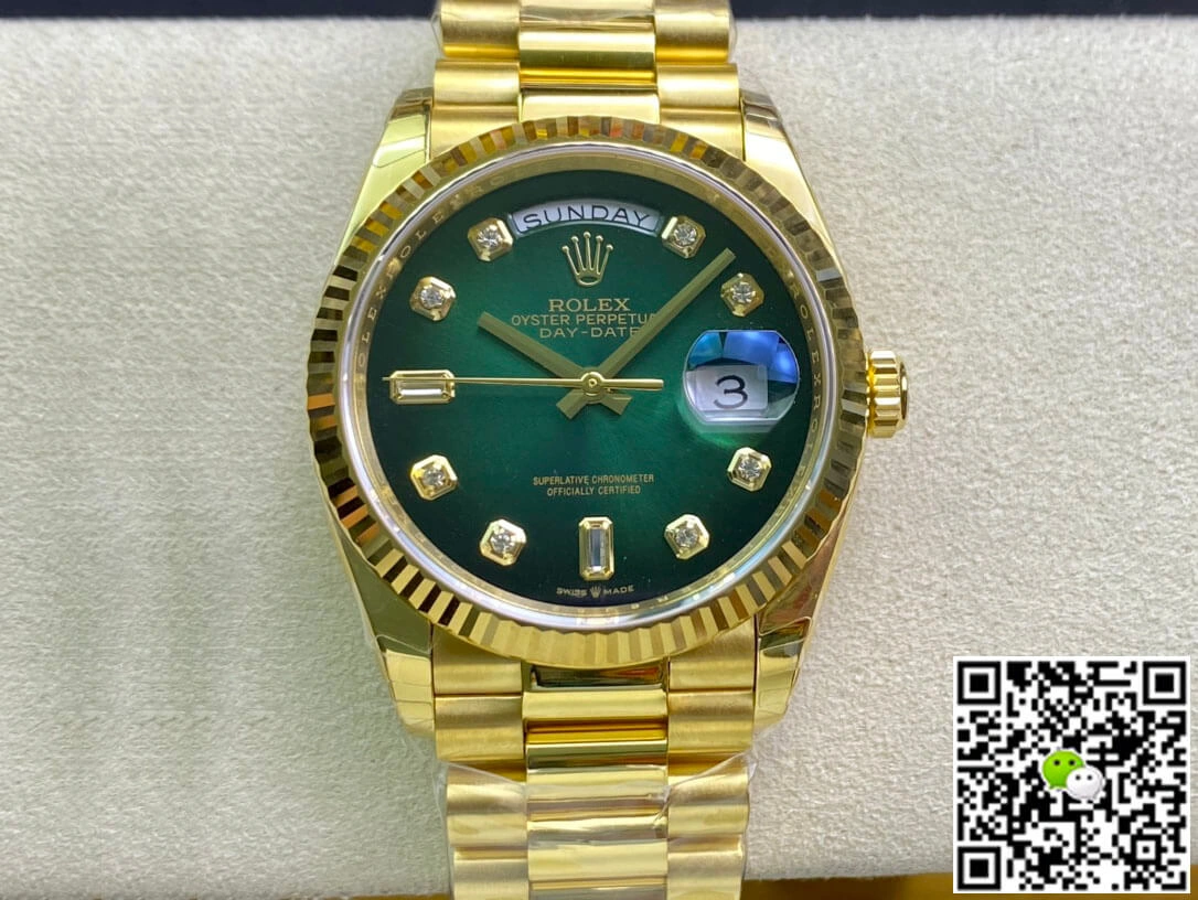 Rolex Day-Date M128238-0069 EW Factory 1:1 Best Edition Replica Watch Gradual Green Dial Swiss ETA3255