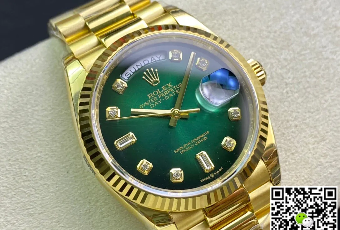 Rolex Day-Date M128238-0069 EW Factory 1:1 Best Edition Replica Watch Gradual Green Dial Swiss ETA3255