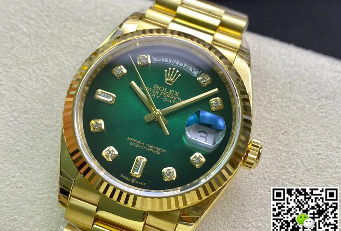 Rolex Day-Date M128238-0069 EW Factory 1:1 Best Edition Replica Watch Gradual Green Dial Swiss ETA3255