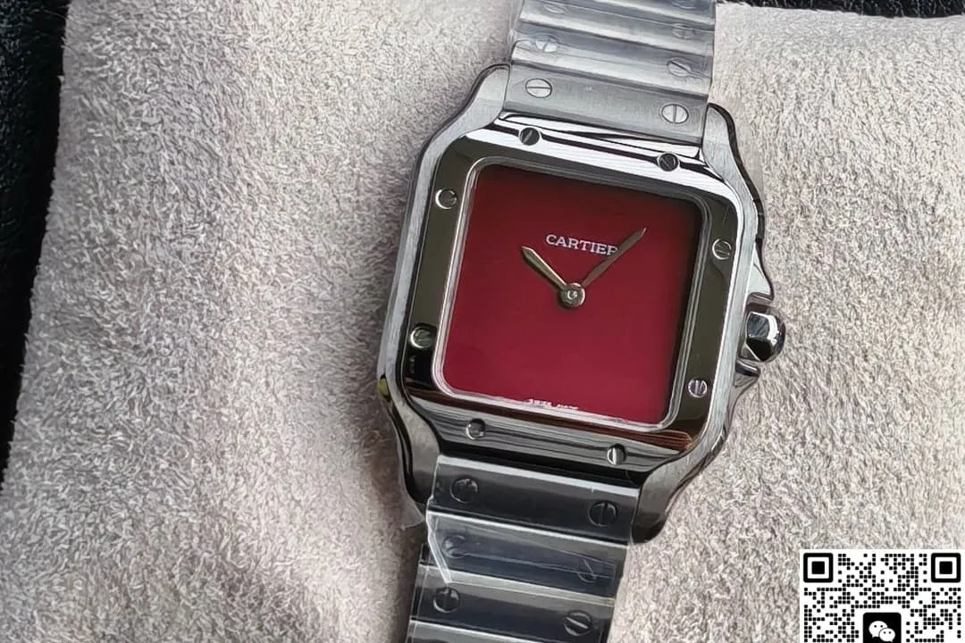 8848 Factory Cartier Santos Burgundy Dial 1:1 Best Edition Replica Watch