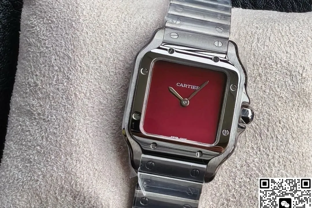 8848 Factory Cartier Santos Burgundy Dial 1:1 Best Edition Replica Watch