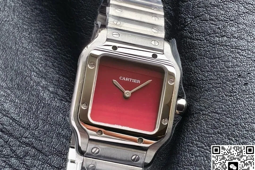 8848 Factory Cartier Santos Burgundy Dial 1:1 Best Edition Replica Watch