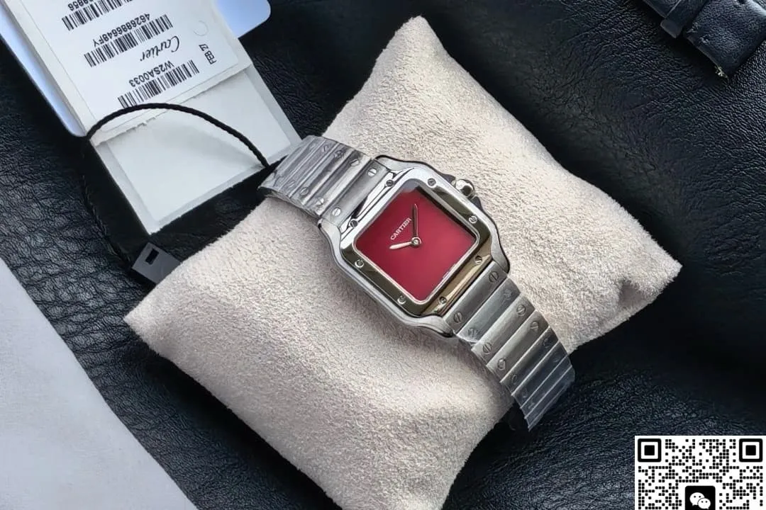 8848 Factory Cartier Santos Burgundy Dial 1:1 Best Edition Replica Watch