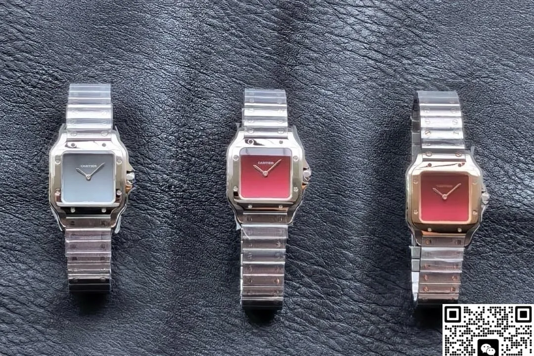 8848 Factory Cartier Santos Burgundy Dial 1:1 Best Edition Replica Watch