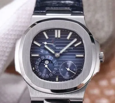 Patek Philippe Nautilus 5712 1A-001 PF Factory 1:1 Best Edition Replica Watch Blue Dial Leather Strap Swiss ETA