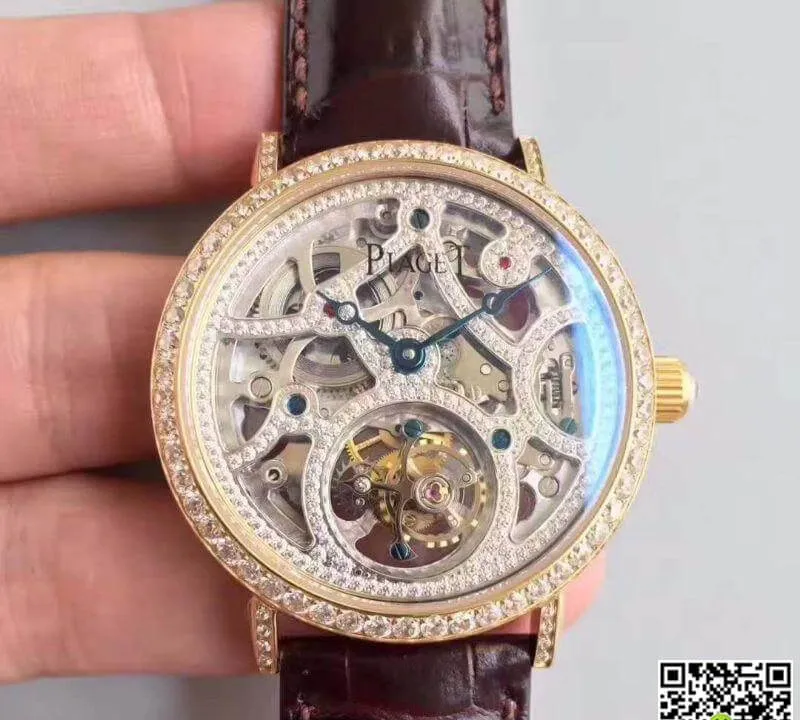 Piaget High-grade Jewelry G0A38125 1:1 Best Edition Replica Watch Swiss Tourbillon Silver Diamond Hollow Dial