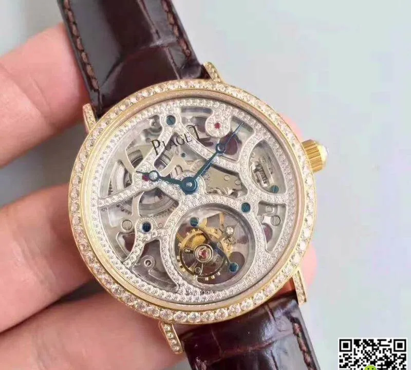 Piaget High-grade Jewelry G0A38125 1:1 Best Edition Replica Watch Swiss Tourbillon Silver Diamond Hollow Dial
