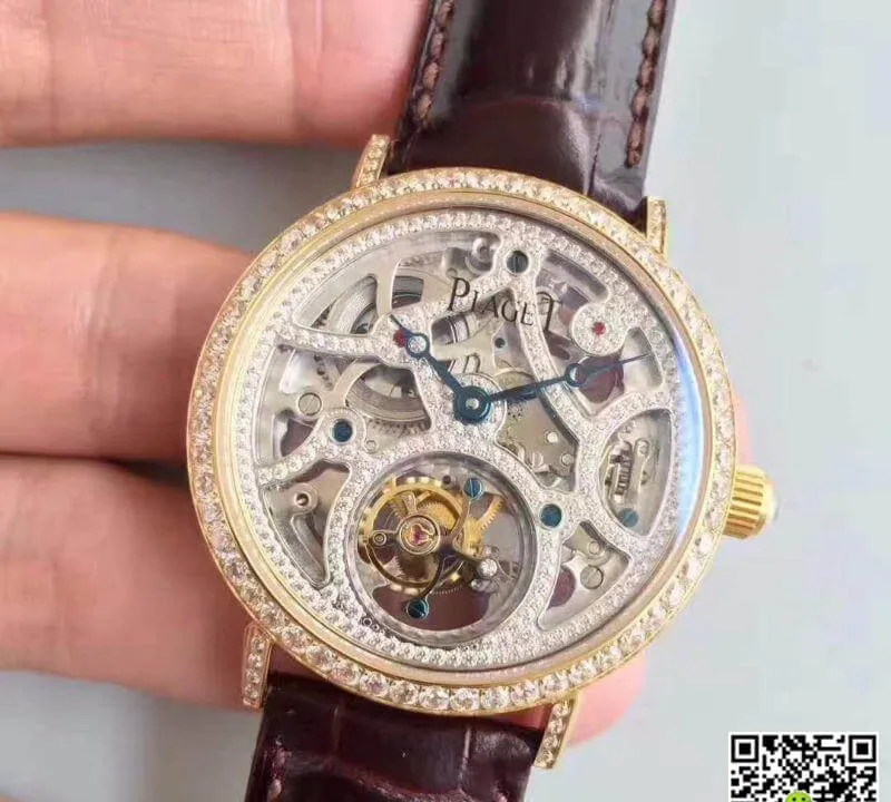 Piaget High-grade Jewelry G0A38125 1:1 Best Edition Replica Watch Swiss Tourbillon Silver Diamond Hollow Dial