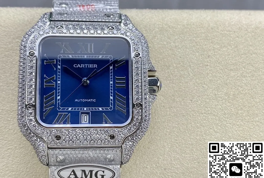 AMG Factory Cartier Santos WSSA0010 Blue Dial 1:1 Best Edition Replica Watch