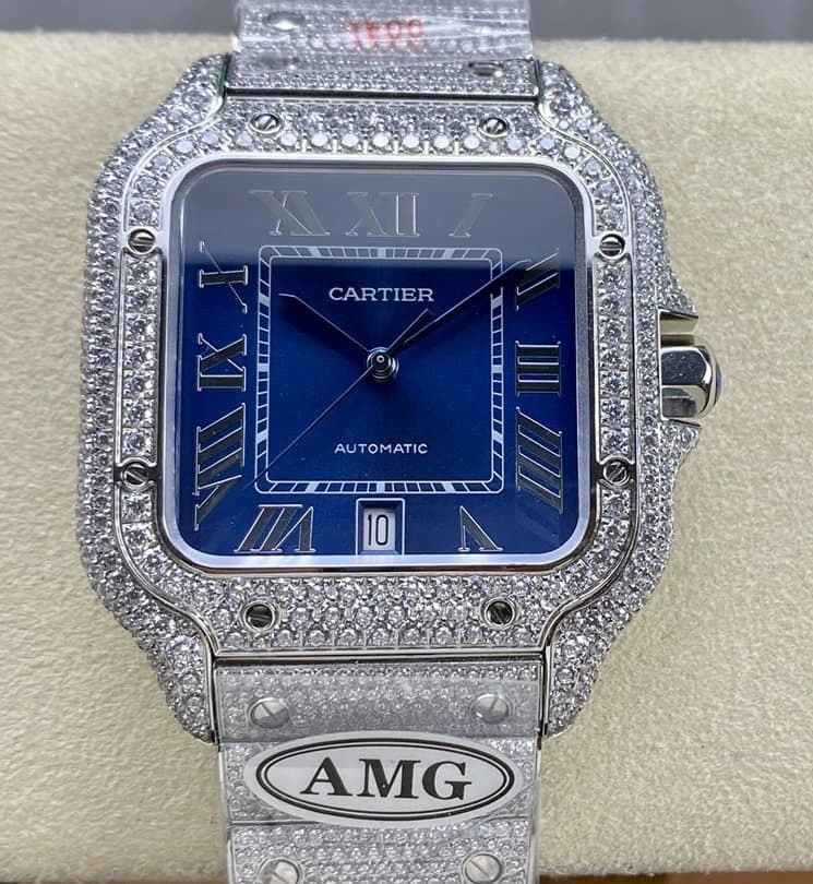 AMG Factory Cartier Santos WSSA0010 Blue Dial 1:1 Best Edition Replica Watch