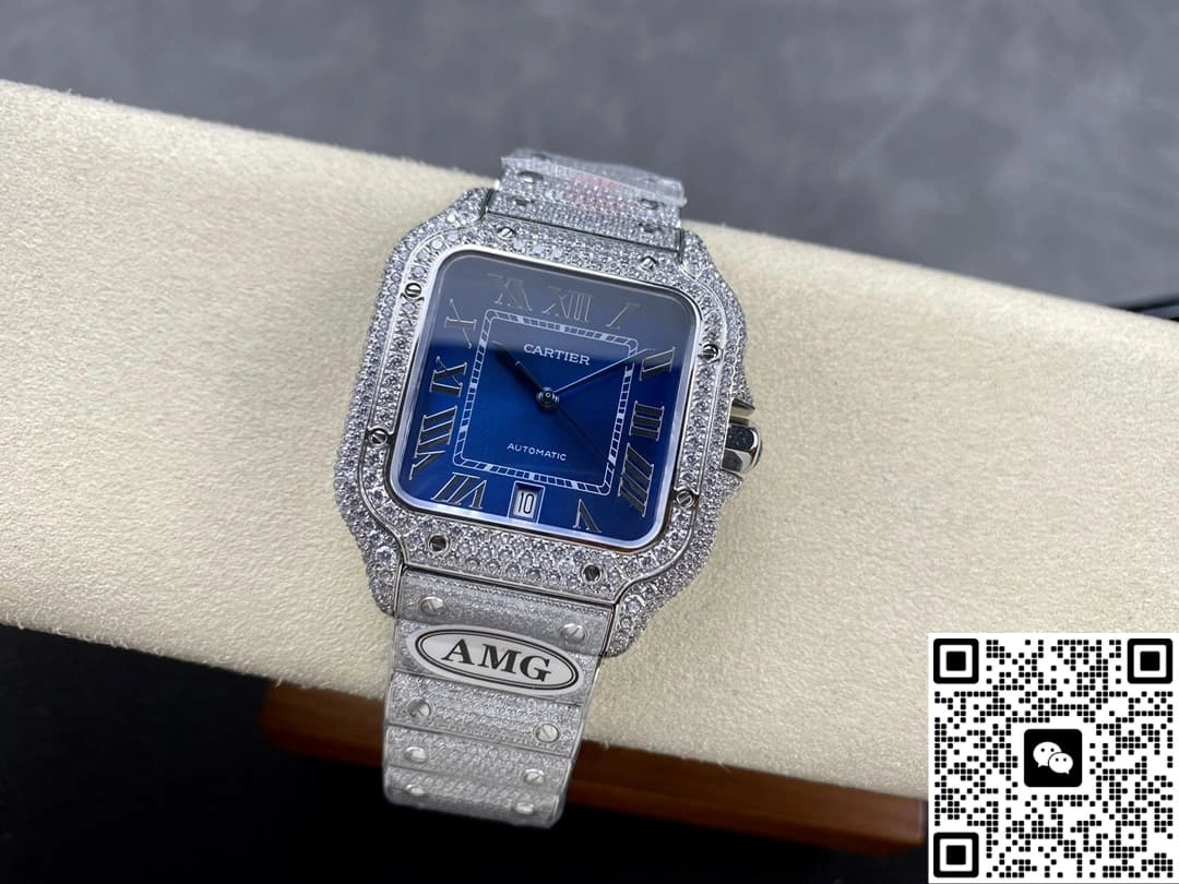 AMG Factory Cartier Santos WSSA0010 Blue Dial 1:1 Best Edition Replica Watch